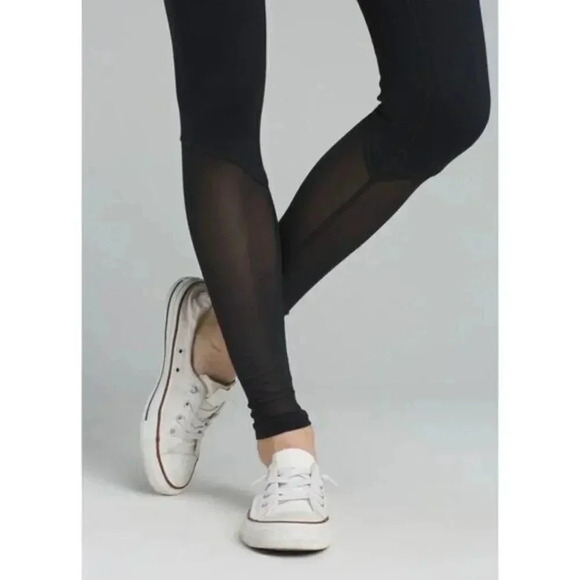 Prana Black Momento Aire Mesh Full Length Athletic Leggings S - Picture 1 of 6